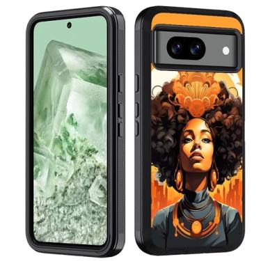 Imagem de FVAENDHIO Capa projetada para Google Pixel 8a, resistente 3 em 1, híbrida, grau militar, à prova de choque, capa protetora de corpo inteiro para Google Pixel 8a 5G (2024), mulheres afro-americanas