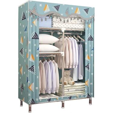 Imagem de Guarda-roupa portátil de lona, ​​organizador de armazenamento de armário de roupas de tecido com trilho suspenso, armário dobrável para quarto, rosa-90x46x170cm, A, 90x46x170cm