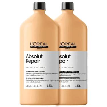 Imagem de Kit L&#039Oréal Absolut Repair Gold Quinoa + Protein Salon Duo (Shampoo 1.500Ml + Condicionador 1.500Ml)