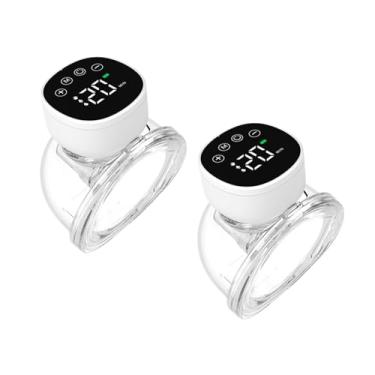 Imagem de Milageto Bomba wearable bomba de amamentação forte sucção display inteligente ordenhador automático mãos livres para ao ar livre, casa, compras, Preto 2 unidades