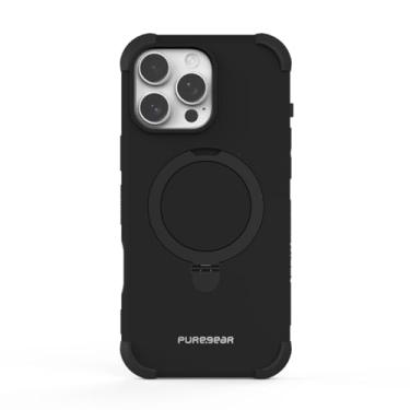 Imagem de PureGear Capa Protetora Durável para iPhone 16 Pro Max, Testada e Aprovada por Militares, Compatível com MagSafe, Suporte para Assistir Vídeos com as Mãos Livres, Preta