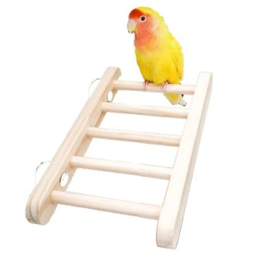 Imagem de Escada dobrável de papagaio com transformador de pássaros, escada de escalada, garras afiadas, bico de amolar, escada de madeira maciça (B)