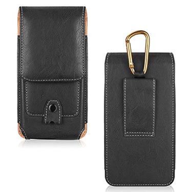 Imagem de Bolsa de couro capa de telefone para iPhone XS 11 Pro Max 6 7 8 Plus Bolsa de cintura Capa de coldre de clipe de cinto magnético para Redmi Note, preta, 4,7 polegadas