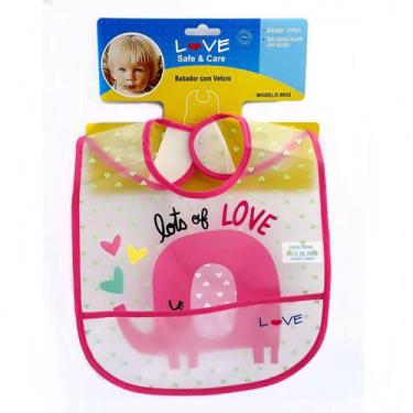 Imagem de Babador de Plástico Com Bolso Love Elefante