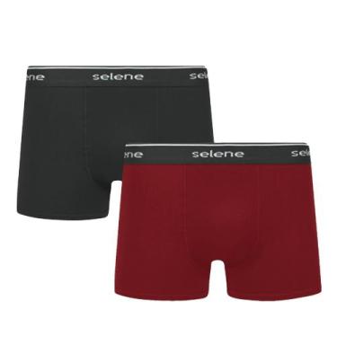 Imagem de 2 Cuecas Boxer Box Selene Em Algodão Cotton, Preto, Bordô, EG