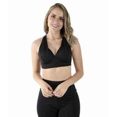 Imagem de Top Bojo Suplex Cruzado Nas Costas Feminino Fitness - JAVA MODAS, Pret