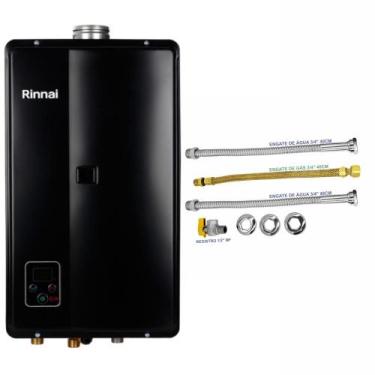 Imagem de Aquecedor Rinnai 32,5 Litros E33 FEH GN Preto (Digital) + Conjunto Lig