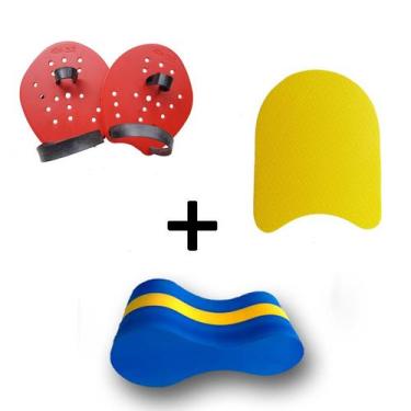 Imagem de Kit Palmar + Prancha G + Flutuador Para Treino de Natação Profissional