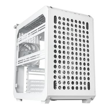 Imagem de Cooler Master QUBE 500 Flatpack branco alto fluxo de ar para jogos ATX PC Torre média, personalizável, vidro temperado, montagem vertical GPU, folgas GPU de 365 mm, USB-C, alça de transporte, Gem Mini