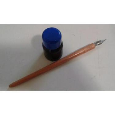 Imagem de Tinta Nanquim Preta Caligrafia Mangá Desenho + Caneta  Pena - Coisas d