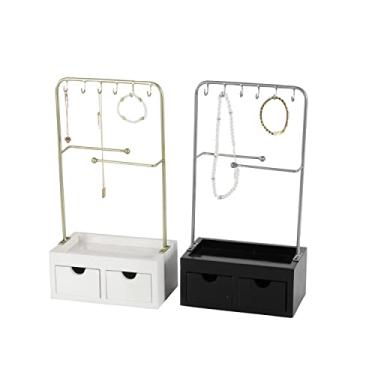 Imagem de Deco 79 94634 Porta-joias de ferro com gavetas inferiores, 23 x 45 cm, dourado/prata/preto/branco