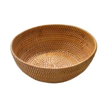 Imagem de Generic Cesta de frutas redonda organizadora de lanches e pães multicenário portátil sólida cestas de armazenamento doméstico tigela de frutas para artigos, Pequeno
