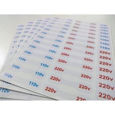 Imagem de Etiqueta Adesivo De Voltagem Tomadas E Cabos - 110v E 220v - Micro Ofi