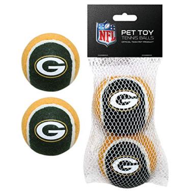 Imagem de Bolas de tênis NFL Green Bay Packers para cães e gatos – Conjunto de 2 peças com logotipo da equipe em cores vibrantes