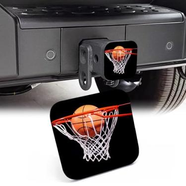 Imagem de NITAHHHY Capa de engate de reboque de 5 cm, basquete em aro em borracha preta, engate de tubo de reboque para homens e mulheres, acessórios de plugue de receptores resistentes para picapes, caminhões,