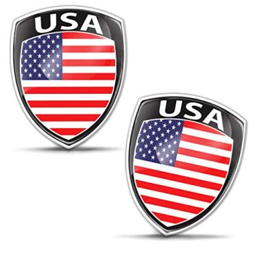 Imagem de Biomar Labs 2 x 3D Domed Silicone Stickers Decals Car Motorcycle National USA United States American Star America Flag F 157 Y