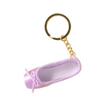 Imagem de TTETTZ Chaveiro de Sapato de Balé Elegante Compacto Chaveiro de Carro para Mochila Festa Aniversário Bolsa, Roxo