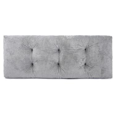 Imagem de Almofada de banco, almofadas de banco ao ar livre para pátio, almofada de assento tufado antiderrapante para piquenique, balanço, vime, banco de jardim, interior, armazenamento de sapatos, janela, piano, jantar (91,4 cm x 35,5 cm, cinza)