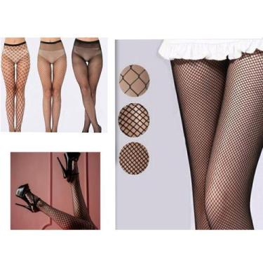 Imagem de Meia Calça Arrastão Tamanho Único: 3 Pares Tramas Diferentes - A.Cat