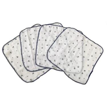 Imagem de 5 Fraldinha De Boca Cremer 33x33cm Com Crochê - Dugu, Azul