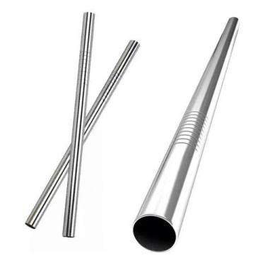 Imagem de Kit 10 Canudo Inoxidável Aço Inox Para Milk Shake 216 X 12mm - oem, Ro
