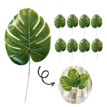 Imagem de 10 Planta Artificial Costela De Adão Folhas Decoração Jardim - Flores 