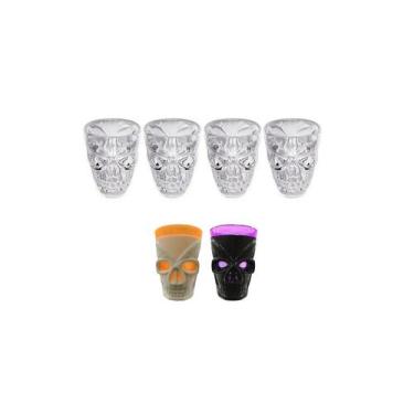 Imagem de Kit 02 Copos Led e 04 Copos Dose Shot Caveira Halloween - MC PRESENTES