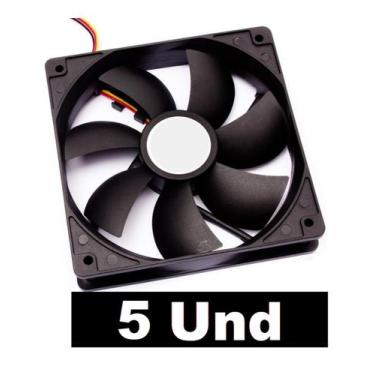 Imagem de Kit 5 Fan Cooler 120x120x25 Micro Ventilador 12v 120mm - Xway, Preto