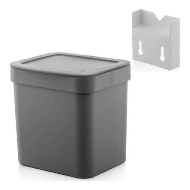 Imagem de Lixeira Cozinha 4,7l C/ Suporte Fixação Para Parede Suspensa - OU, Chu