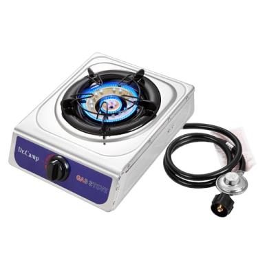 Imagem de Dr.Camp 12000 BTU ignição automática única, acampamento, jardim, acampamento, jardim, caminhadas, pesca, fogão a propano, fogão, grelha, inclui regulador listado pela CSA e mangueira de gás