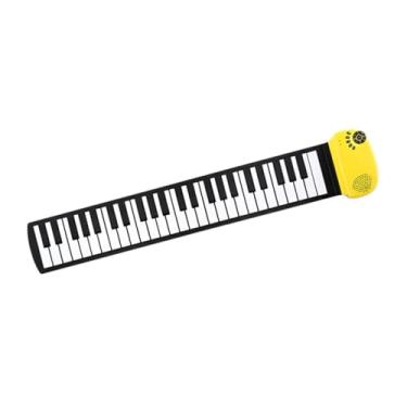 Imagem de simhoa Teclado de piano de enrolar, piano portátil, 49 teclas, silicone flexível e leve, teclado de piano eletrônico para iniciantes, Amarelo