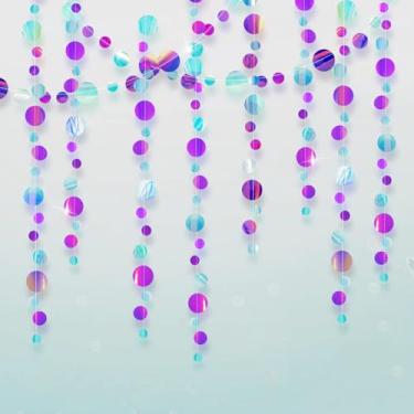 Imagem de Decoração de festa de sereia iridescente, azul, roxo, guirlanda de bolha, pano de fundo, oceano sob o mar, artigos de festa de aniversário, festa de despedida de solteira, chá de bebê, decoração de festa de 16 anos
