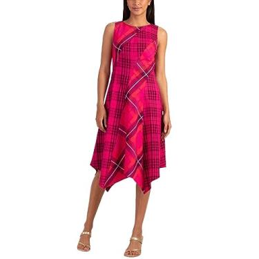 Imagem de Trina Turk Vestido xadrez assimétrico feminino, Multicolorido, 46