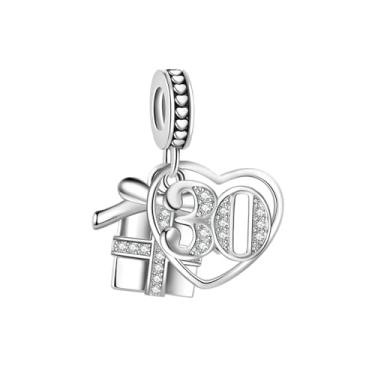 Imagem de MiiFort Caixa de presente cintilante, aniversário, amor, coração, pingente de pingente serve para pulseiras Pandora Charm Moments Celebration Bead Cubic Zirconia, One Size, Cobre, Sem Pedra Preciosa