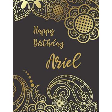 Imagem de Happy Birthday Ariel: DOTTED Journal 8.5x11 LARGE Notebook A4 Luxurious MATTE Cover 120 Pages Dot Grid Paper Floral Name Gifts For Ariel Dot Graph Sketchbook