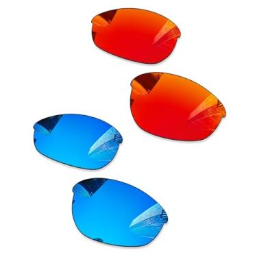 Imagem de Combine8 2 pares de lentes de substituição ploarizadas para óculos de sol Oakley Half Jacket 2.0 OO9144/Half Jacket 2.0, ajuste asiático, OO9153, vermelho fogo + azul gelo
