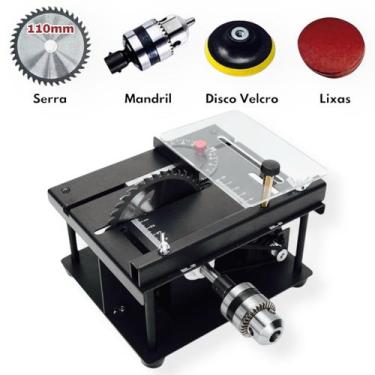 Imagem de Mini Serra Bancada Bivolt Hobby Multifun Turbo, Mandril, Disco de Lixa