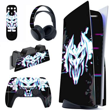 Imagem de PlayVital Glitch Demons Conjunto Completo Decalque Skin para console ps5 Edição Disco, Adesivo Vinil Decalque Capa para Controlador ps5, Estação de Carregamento e Fone de Ouvido e Controle Remoto de Mídia