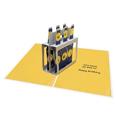 Imagem de Designer Pop!, Cartão de felicitações de aniversário de montar, "Cheers to you...", engradado com seis cervejas 3D, perfeito para maiores de 21 anos (1 cartão com envelope)