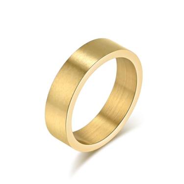 Imagem de INRENG Anel masculino feminino de aço inoxidável de 19 mm/10 mm de largura grande legal liso acabamento fosco topo plano prata, ouro, preto, Metal, Sem pedra preciosa