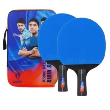 Imagem de 2x RAQUETES LOKI K5000 TÊNIS DE MESA PROFISSIONAL COM BORRACHA RXTON I (AZUL E PRETA) APROVADO ITTF COM RAQUETEIRA CAPA DE PROTEÇÃO + 2 BOLAS PING PONG (2x Classineta)