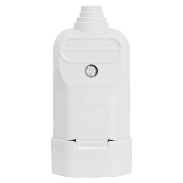 Imagem de Tomada Plug Fêmea Prensa Cabo 2 Pinos Finos 10A Cinza