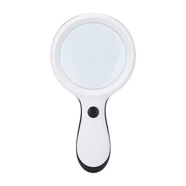 Imagem de Lupa de Copo, Lupa para Leitura de lã de Mão de Mão de Mão, Luta de Luta de Luta Com Lupa Com Lupa de LED Leve 10 Vezes 88 Mm para Leitura de Livros e (Branco)