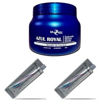 Imagem de Kit Azul Royal 01 Mascara 250g e 02 Coloração Mairibel