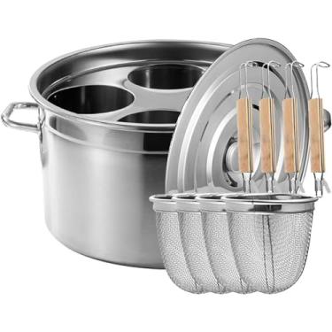 Imagem de Conjunto de inserção de panela de macarrão comercial, panela de macarrão de aço inoxidável e cesta de inserção para utensílios de cozinha doméstica, 45 cm, 5 furos
