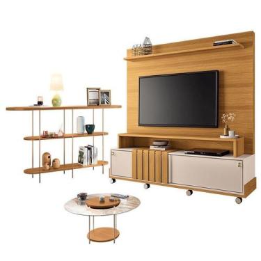 Imagem de Estante Home Theater Bold Off White Cinamomo e Aparador Infinity e Mes