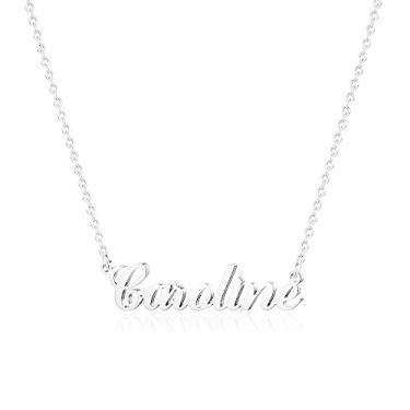 Imagem de Hidepoo Colar com nome personalizado – Colar com pingente de nome de aço inoxidável, corrente delicada com nome de letra, joias personalizadas, presentes para mulheres, Metal