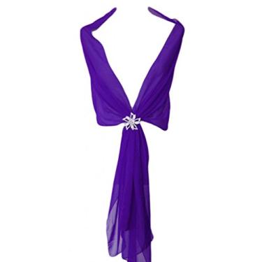Imagem de Echarpes femininos de chiffon para noivas de casamento Hijab, Chiffon roxo, 27"*75"