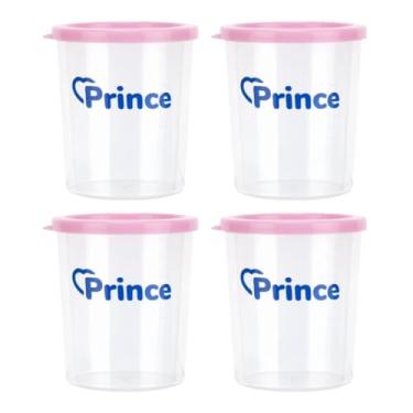 Imagem de Kit com 4 Copos Potes de Leite Materno Armazenamento Coletor com Tampa 60ml Rosa - Prince