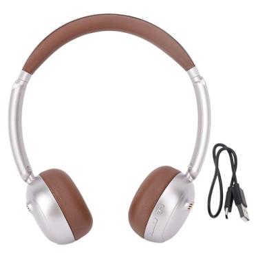 Imagem de Fones de Ouvido Sem Fio sobre a Orelha, Fones de Ouvido Cancelando Ruído Ativo do ANC, Fone de Ouvido Retro Bluetooth 5.4 Sem Perdas para Viajar para Casa Textura Fosca (Marrom)